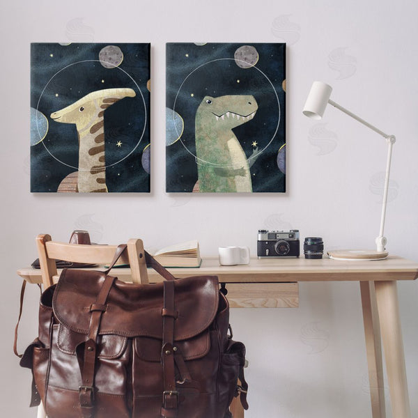 Stupell Industries Ziwei Li | Astronaut Dinosaurs Fantasy Planet Reptiles Wall Art