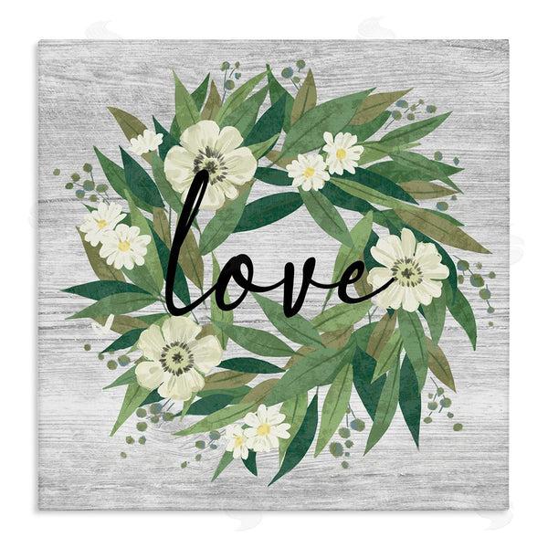 stupell industries Ziwei Li | Botanical Love Calligraphy Floral Wreath Rustic Design Wall Art