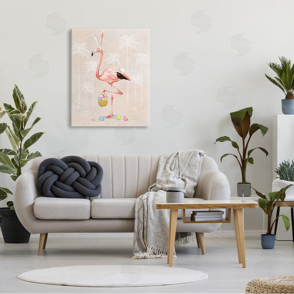Stupell Industries Ziwei Li | Easter Flamingo Pink Bird Egg Hunt Basket Wall Art