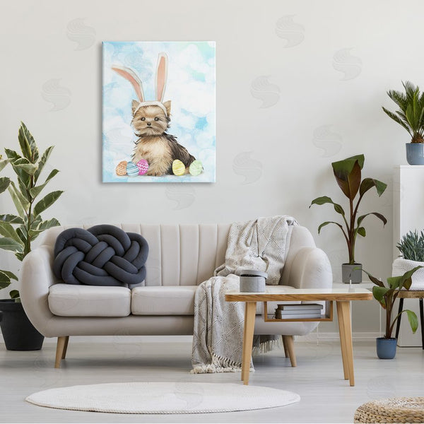 Stupell Industries Ziwei Li | Easter Yorkie Puppy Bunny Ears Patterned Eggs Wall Art