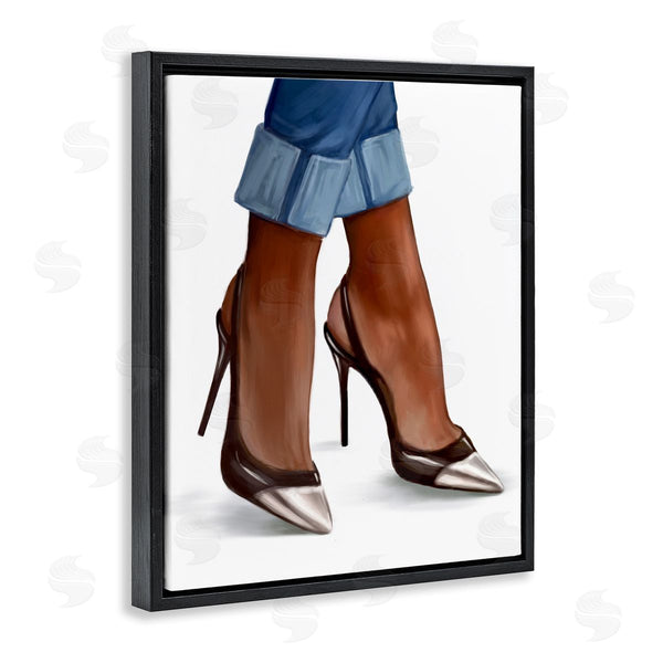 Stupell Industries Ziwei Li | Glam Toe Heels Cuffed Denim Wall Art