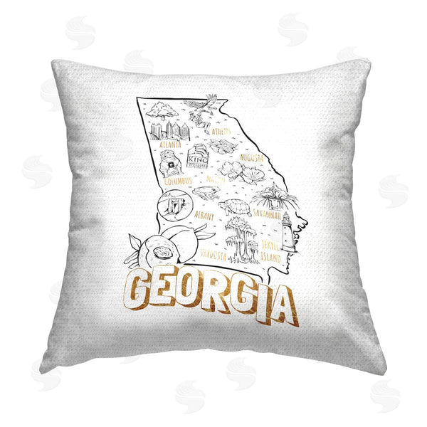 Stupell Industries Ziwei Li | Landmark Map Georgia USA State Printed Throw Pillow