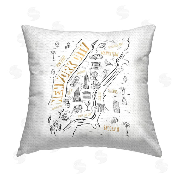 Stupell Industries Ziwei Li | New York City Landmarks Diagram Printed Throw Pillow