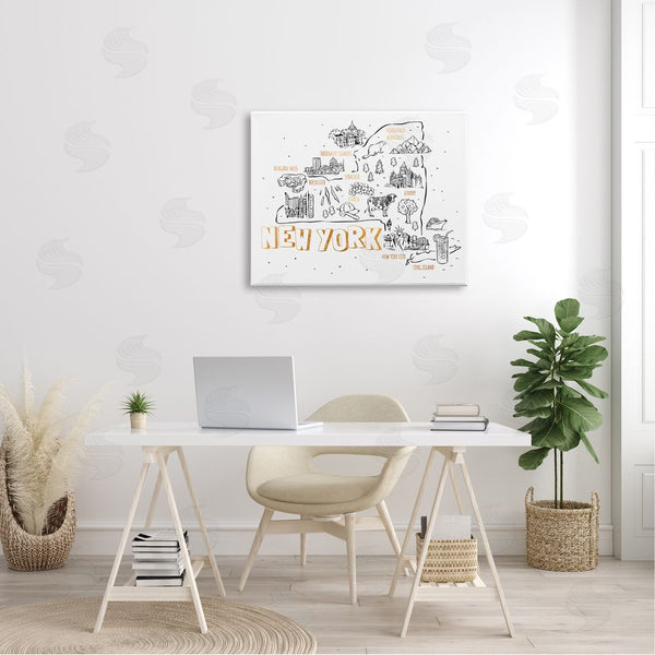 Stupell Industries Ziwei Li | New York Landmarks Text Diagram Glam Accent Wall Art