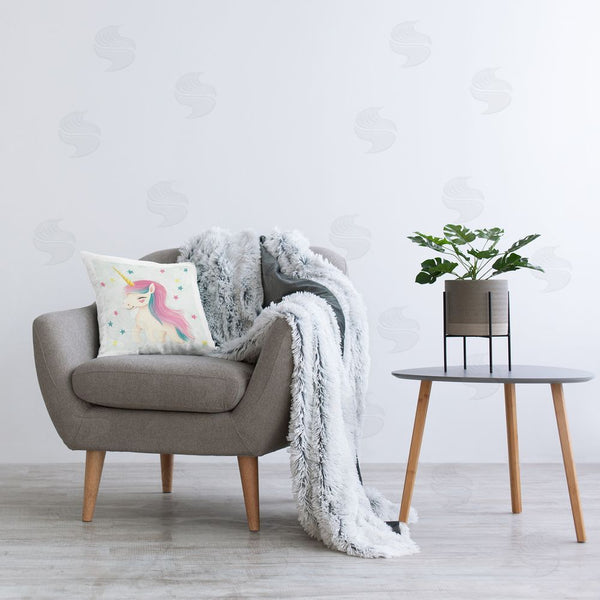 Stupell Industries Ziwei Li | Smiling Unicorn & Stars Printed Throw Pillow