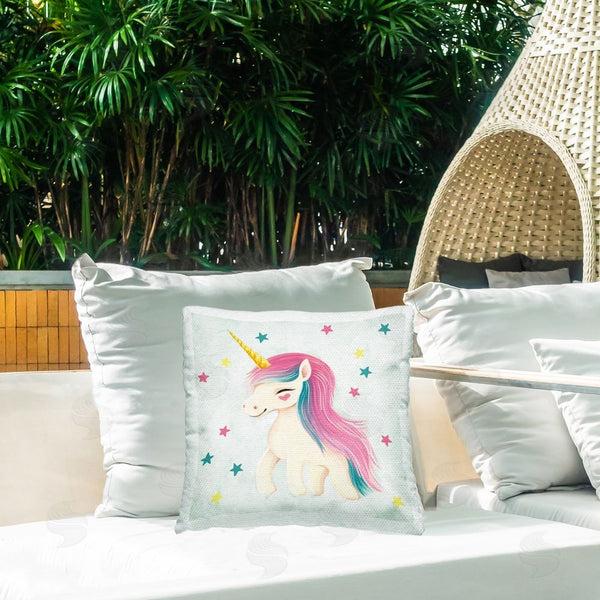 Stupell Industries Ziwei Li | Smiling Unicorn & Stars Printed Throw Pillow