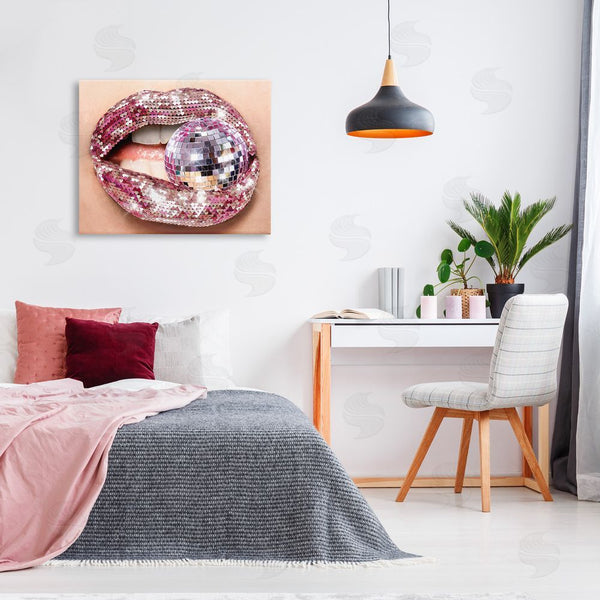 Stupell Industries Ziwei Li | Sparkle Lips & Disco Ball Wall Art