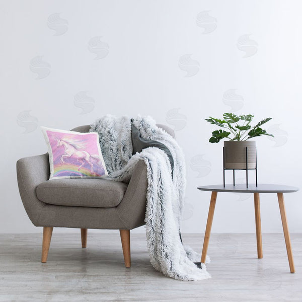 Stupell Industries Ziwei Li | Unicorn Over Rainbow Printed Throw Pillow
