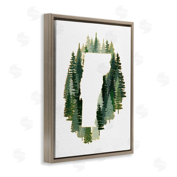 Stupell Industries Ziwei Li | Vermont State Outline Pine Tree Green Forest