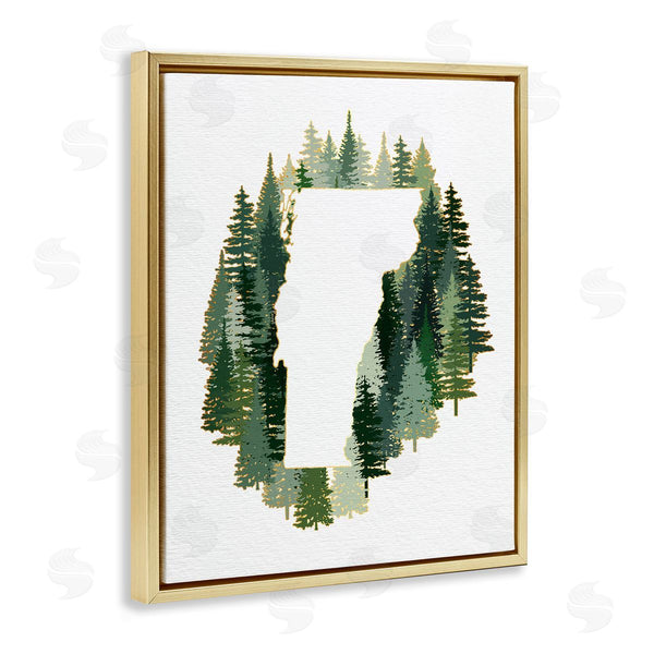 Stupell Industries Ziwei Li | Vermont State Outline Pine Tree Green Forest