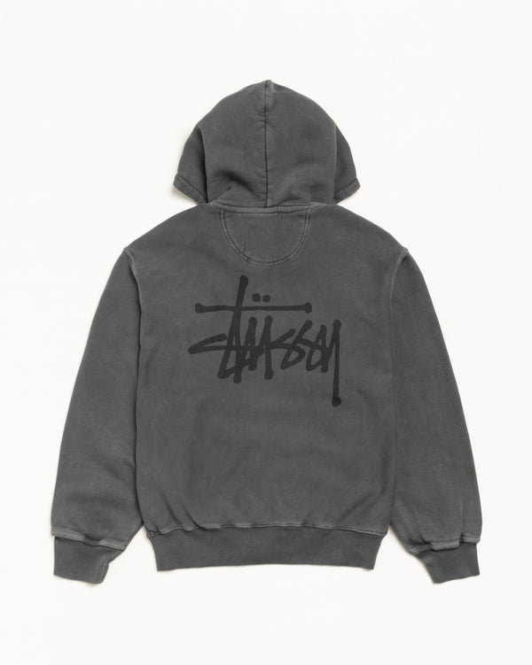 Stüssy BASIC STÜSSY ZIP HOODIE PIGMENT DYED Black/Black