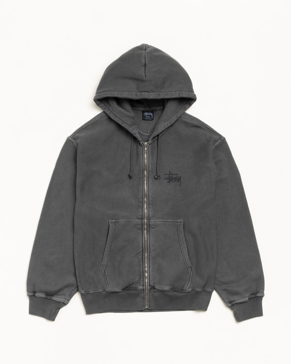 stüssy BASIC STÜSSY ZIP HOODIE PIGMENT DYED Black/Black