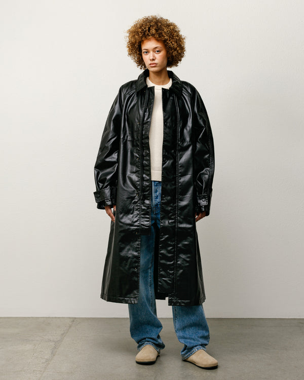 stüssy COATED FIELD COAT Black