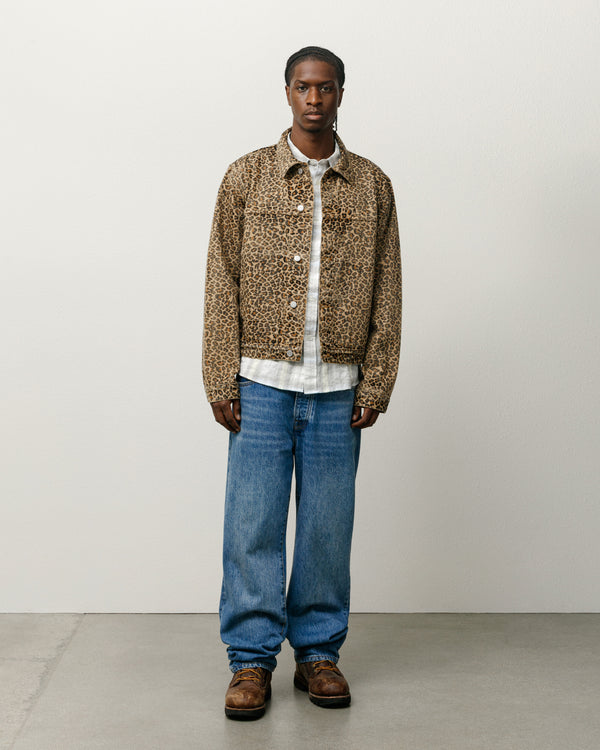 stüssy DENIM TRUCKER JACKET Leopard
