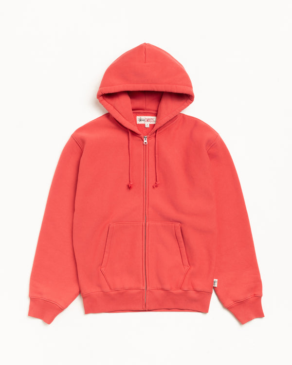 stüssy FLEECE ZIP HOODIE Red