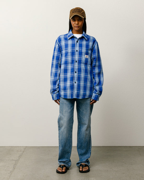 stüssy LAU PLAID SHIRT JACKET Blue