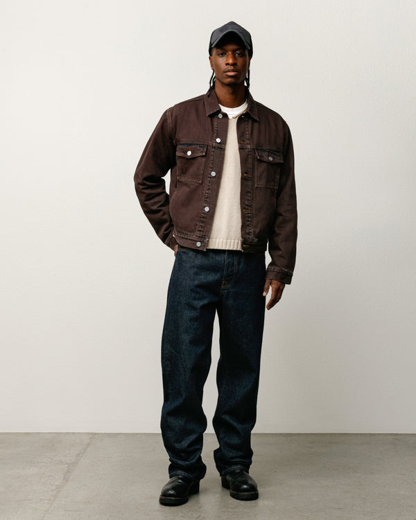 stüssy LINED DENIM TRUCKER JACKET Resin Wash Brown