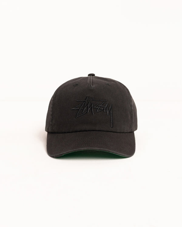 stüssy MID-DEPTH BIG STOCK SNAPBACK Black