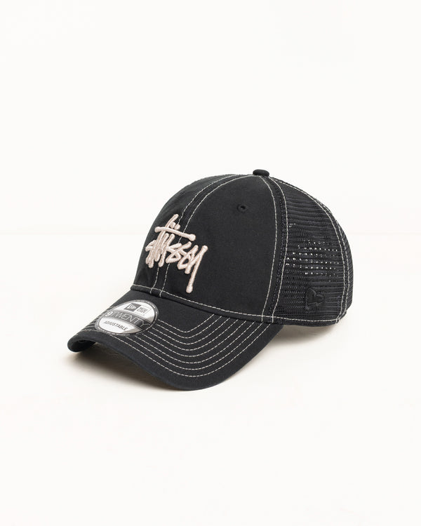 Stüssy NEW ERA 9TWENTY WASHED BASIC TRUCKER Black