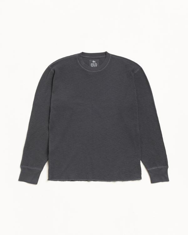 stüssy PIGMENT DYED LS THERMAL Faded Black