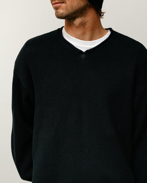 Stüssy ROLL V NECK SWEATER Black