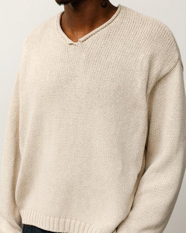 Stüssy ROLL V NECK SWEATER Oatmeal