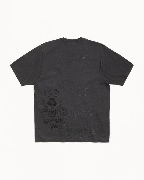 Stüssy SKULLS TEE PIGMENT DYED Faded Black