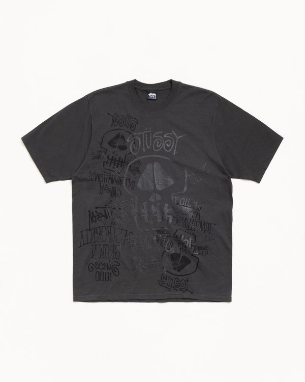 stüssy SKULLS TEE PIGMENT DYED Faded Black
