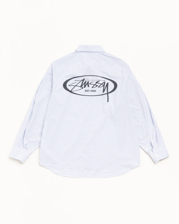 Stüssy STANDARD LOGO SHIRT Blue Stripe