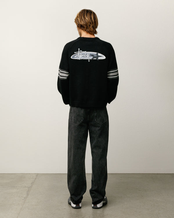Stüssy STRIPE RAGLAN CREW Black