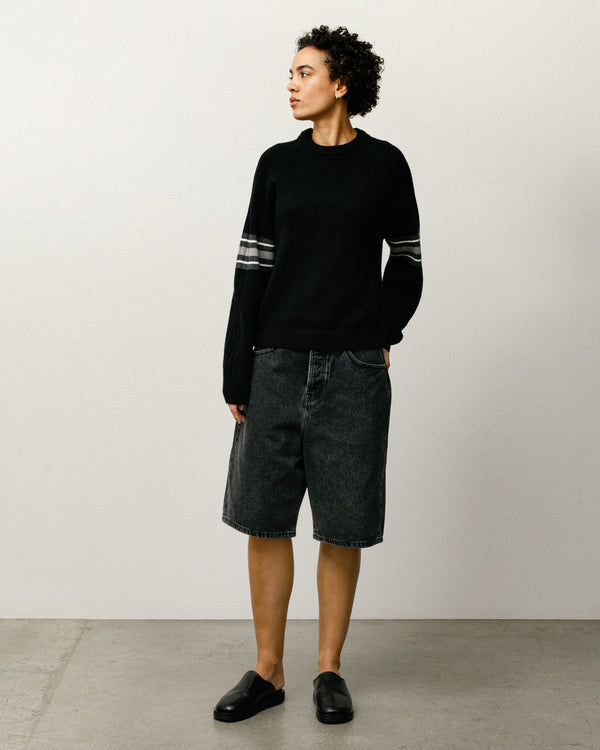 Stüssy STRIPE RAGLAN CREW Black