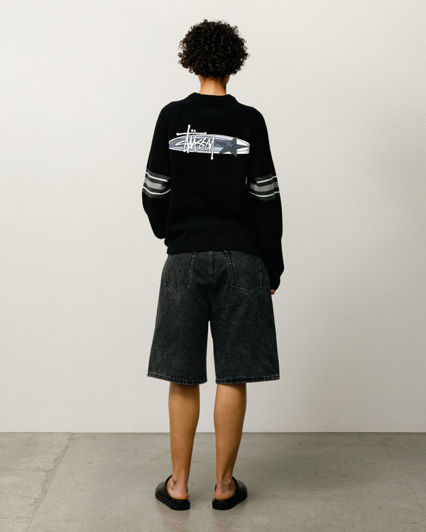 Stüssy STRIPE RAGLAN CREW Black
