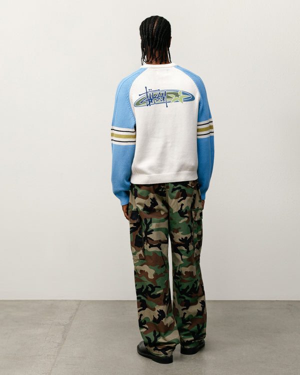Stüssy STRIPE RAGLAN CREW Blue