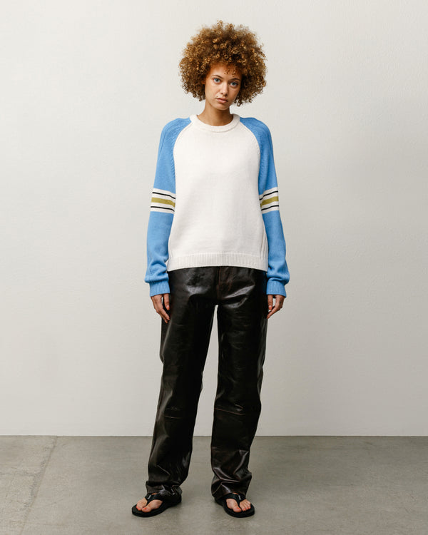 Stüssy STRIPE RAGLAN CREW Blue