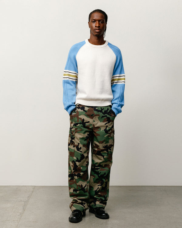 stüssy STRIPE RAGLAN CREW Blue