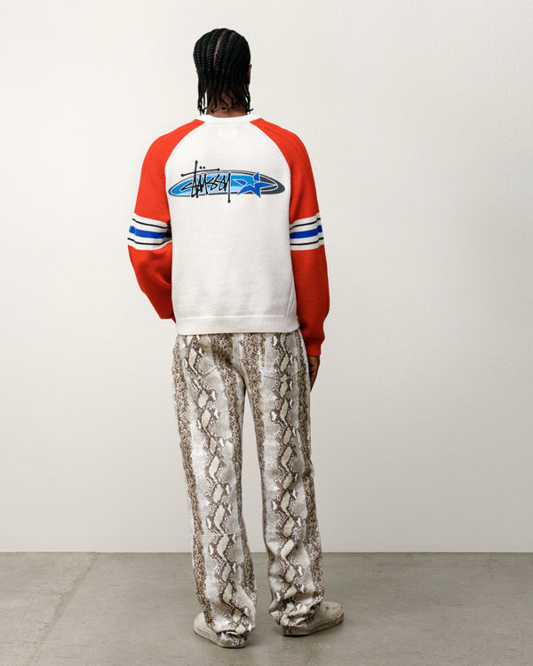 Stüssy STRIPE RAGLAN CREW Red