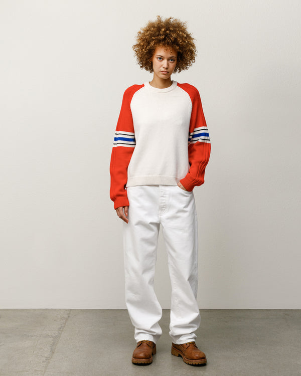 Stüssy STRIPE RAGLAN CREW Red