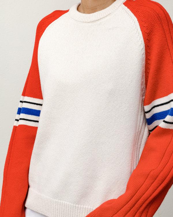 Stüssy STRIPE RAGLAN CREW Red