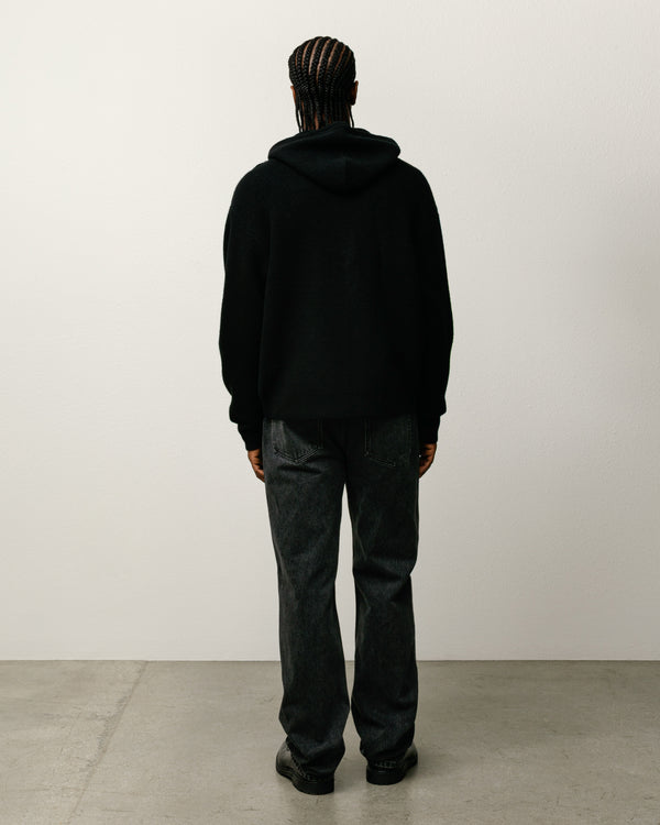 Stüssy TEXTURED ZIP HOODED SWEATER Black