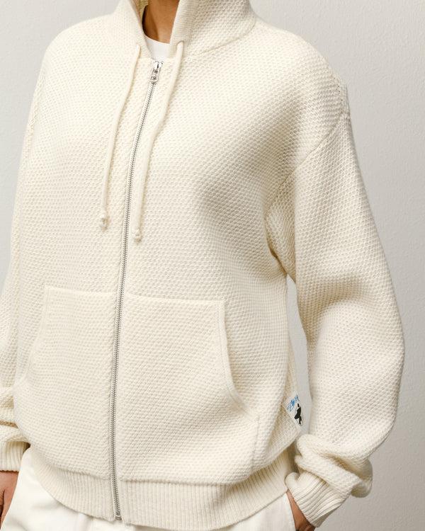 Stüssy TEXTURED ZIP HOODED SWEATER Bone