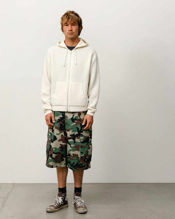 Stüssy TEXTURED ZIP HOODED SWEATER Bone