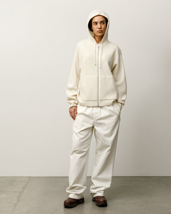 stüssy TEXTURED ZIP HOODED SWEATER Bone
