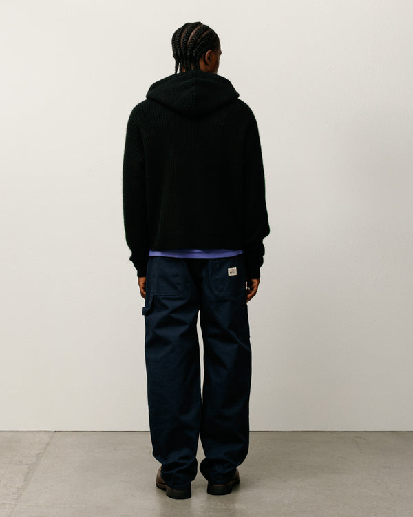 Stüssy WAFFLE CASHMERE ZIP HOOD SWEATER Black