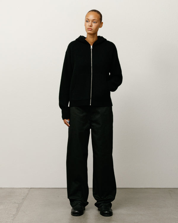 Stüssy WAFFLE CASHMERE ZIP HOOD SWEATER Black