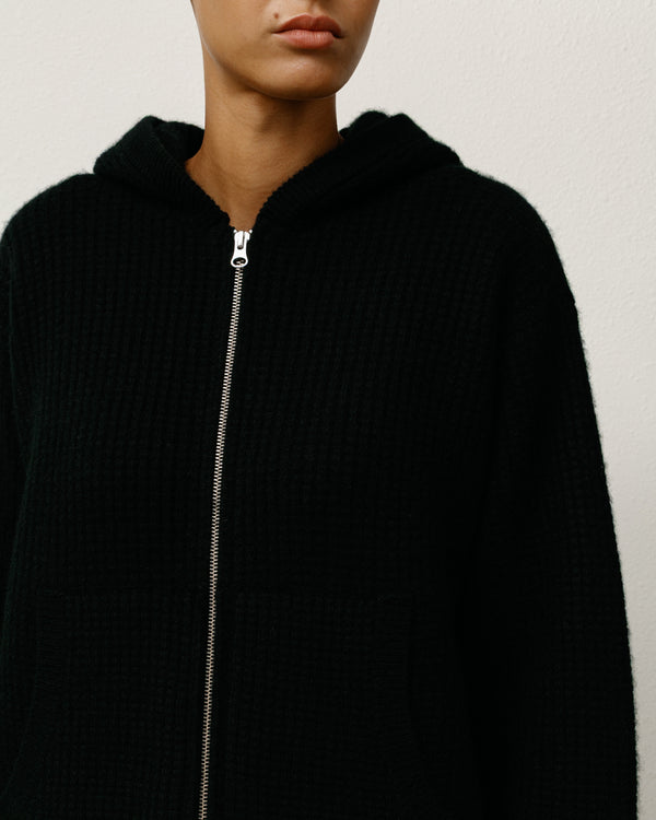Stüssy WAFFLE CASHMERE ZIP HOOD SWEATER Black