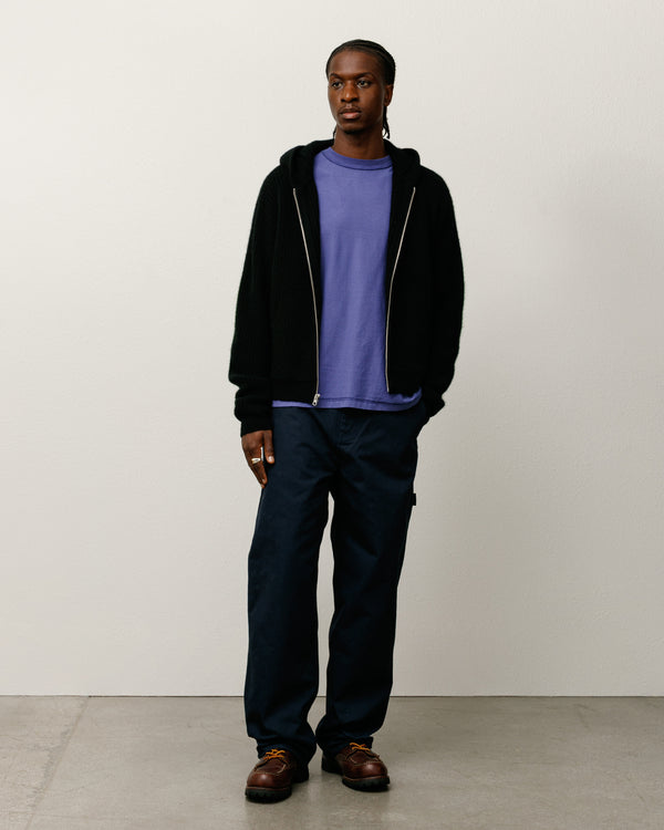 stüssy WAFFLE CASHMERE ZIP HOOD SWEATER Black