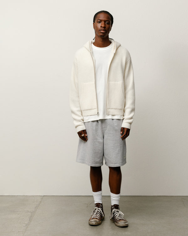 Stüssy WAFFLE CASHMERE ZIP HOOD SWEATER Ivory