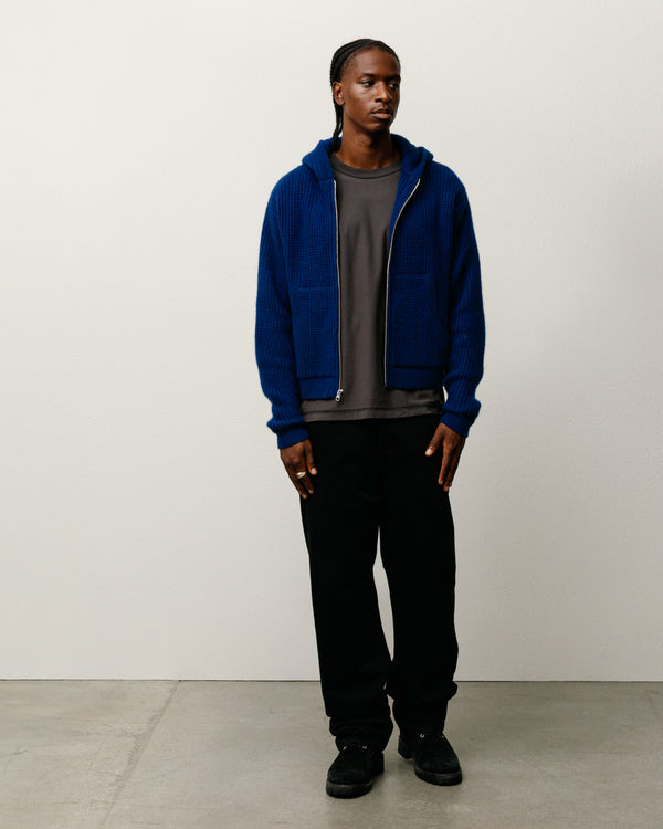 stüssy WAFFLE CASHMERE ZIP HOOD SWEATER Navy