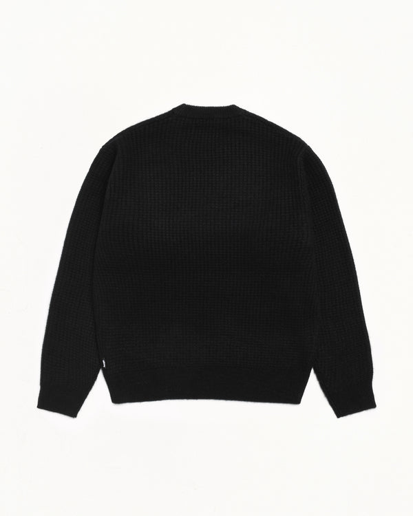 Stüssy WAFFLE KNIT CASHMERE CREW Black