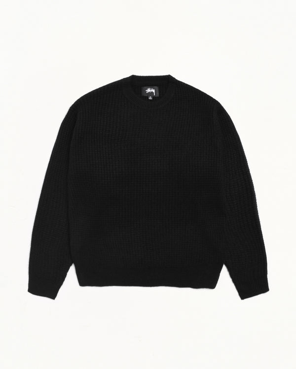 stüssy WAFFLE KNIT CASHMERE CREW Black